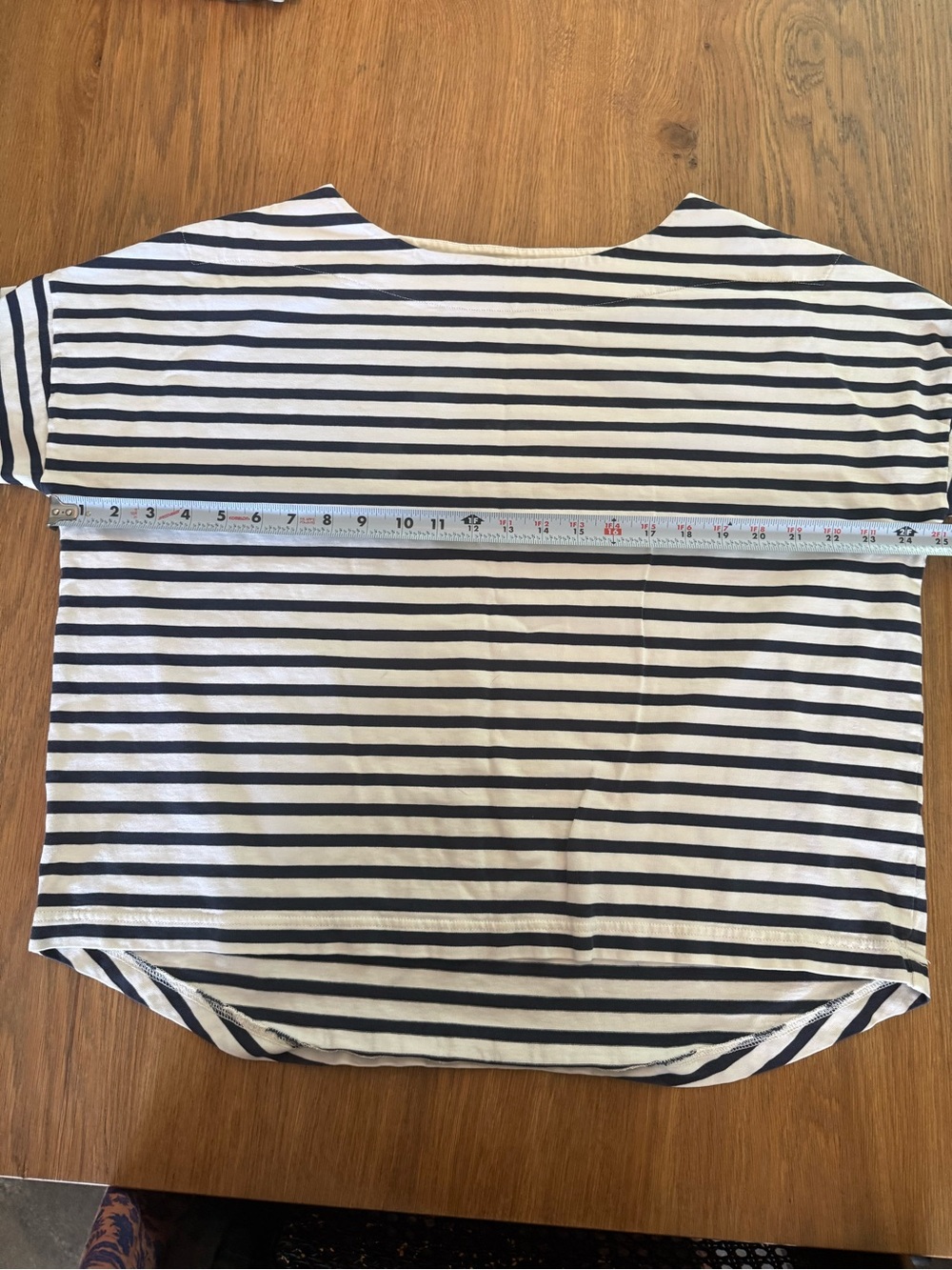 J. Crew White and Navy Striped Long Sleeve Tee